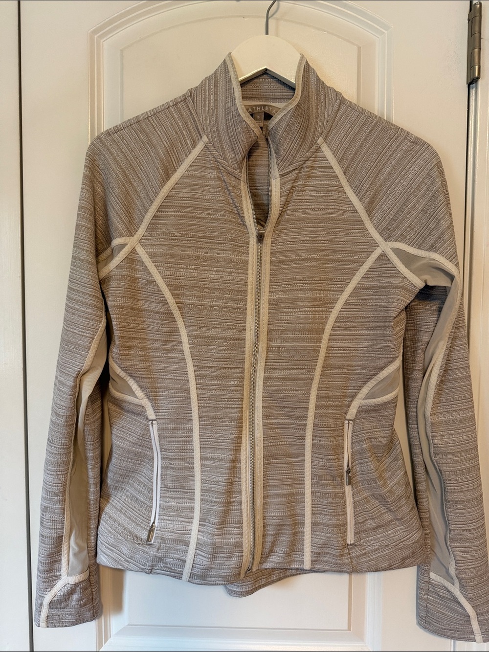 Athleta beige cream athletic workout jacket Small